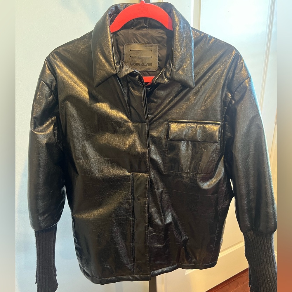 Giorgio Brato Black Leather Shirt Jacket